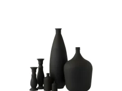 Clearance J-Line Jarrón de vidrio tipo botella de 38x38x56 cm Negro