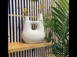 Rendez-Vous Déco Jarrón-Jarrón decorativo de terracota H42cm - Cruz Blanco