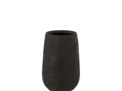 J-Line Jarrón irregular rugoso cerámica Alt. 31 cm Negro Hot
