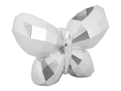 Jarrón-Jarrón mariposa de resina plateada 22,5x8x15 cm Plateado
