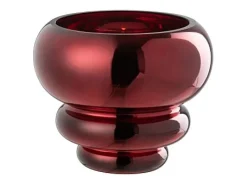 Online J-Line Jarrón o portavelas de vidrio 15.5x15.5x13.5 cm Rojo