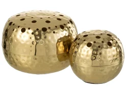 J-Line Jarrón-Jarrón redondo con agujeros de metal 23x23x9 cm Dorado