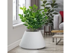 Jarrón-Jarrón redondo de resina de diseño cónico Stromboli para plantas de interior y exterior, d.60x35h Blanco
