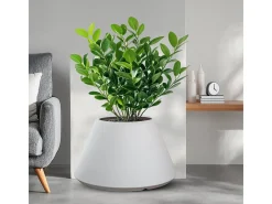 Jarrón-Jarrón redondo de resina de diseño cónico Stromboli para plantas de interior y exterior, d.60x35h Blanco