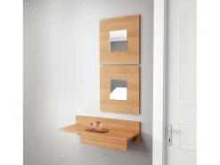 Espejo De Pared|Espejo-Juego 2 Espejos Cajún Moderno Cerezo 45x45x2 cm Entrada Estilo Marru00f3n