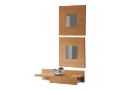 Espejo De Pared|Espejo-Juego 2 Espejos Cajún Moderno Cerezo 45x45x2 cm Entrada Estilo Marru00f3n