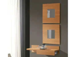 Espejo De Pared|Espejo-Juego 2 Espejos Cajún Moderno Cerezo 45x45x2 cm Entrada Estilo Marru00f3n