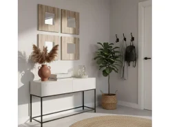 Espejo De Pared|Espejo-Juego 4 Espejos Lupe Cambrian Pasillo Moderno 45x45 cm Marru00f3n