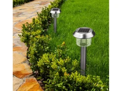 Lumisky Iluminación Exterior-Juego de 8 balizas solares plantables H39CM ALESIA Plateado