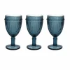 Juego de 3 copas azules 310 cc Dorico en cristal azul Clearance