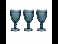 Juego de 3 copas azules 310 cc Dorico en cristal azul Clearance