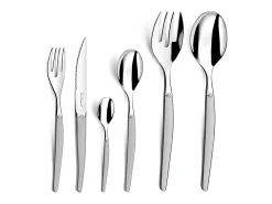 Lou Laguiole Juego de 2 cubiertos para ensalada Jet Sablé de acero inoxidable - Diseño contemporáneo Laguiole Plateado Hot