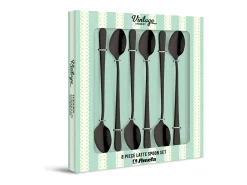 Amefa Juego de 6 cucharas latte macchiato mate de acero inoxidable Austin Negro