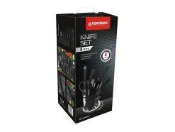 Sale Juego de 8 cuchillos de acero inoxidable con soporte de acrílico- Herzberg HG-MSN8BLK Negro