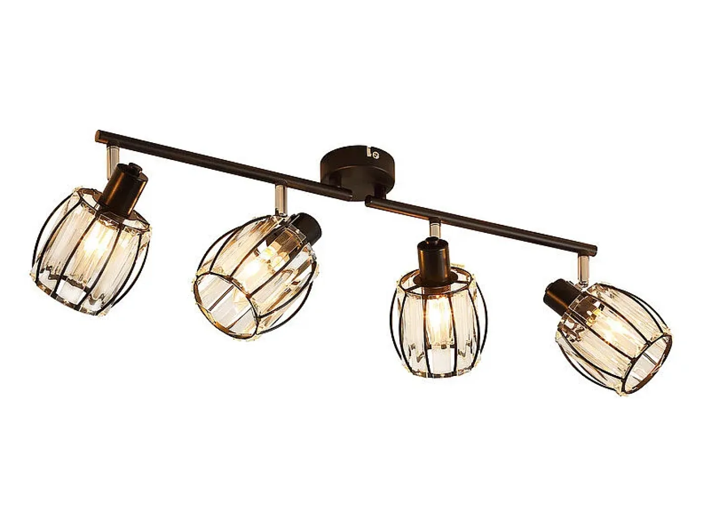 NETTLIFE Plafón-Juego de 4 focos de techo vintage de cristal E14 para pasillo, giratorios 350°, estilo industrial Negro