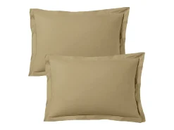 Hot Blanc avenue Juego de 2 fundas de almohada satén de algodón Beige