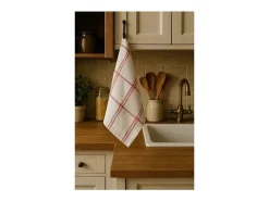 Mantelería-Juego de 6 Paños de Cocina 100% Algodón 50x70 cm a Cuadros con Asa Práctica Multicolor