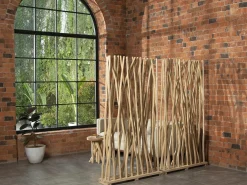 OZAIA Juego de 2 separadores de ambientes de madera de teca - L. 100 x P. 25 x H. 180 cm - Natural - GAYANA Color natural claro Sale