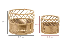 Best Juego de 2 soportes para macetas redondos de metal y ratán Panama Beige