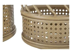 Best Juego de 2 soportes para macetas redondos de metal y ratán Panama Beige