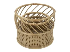 Best Juego de 2 soportes para macetas redondos de metal y ratán Panama Beige