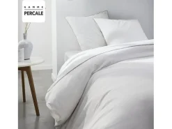 Today Juego de cama - 220 x 240 cm - 100% Percal Acabado encaje - Tiza Blanco