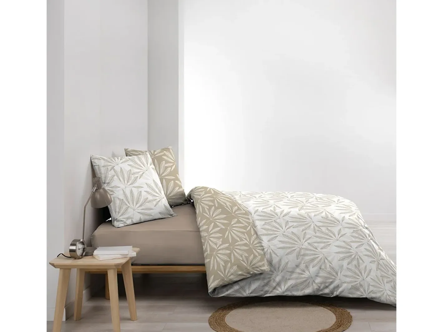 Douceur d'intérieur Juego de Cama 3 Piezas Malia 260x240 cm 100% Algodón Natural Reversible Oeko-Tex Beige Hot