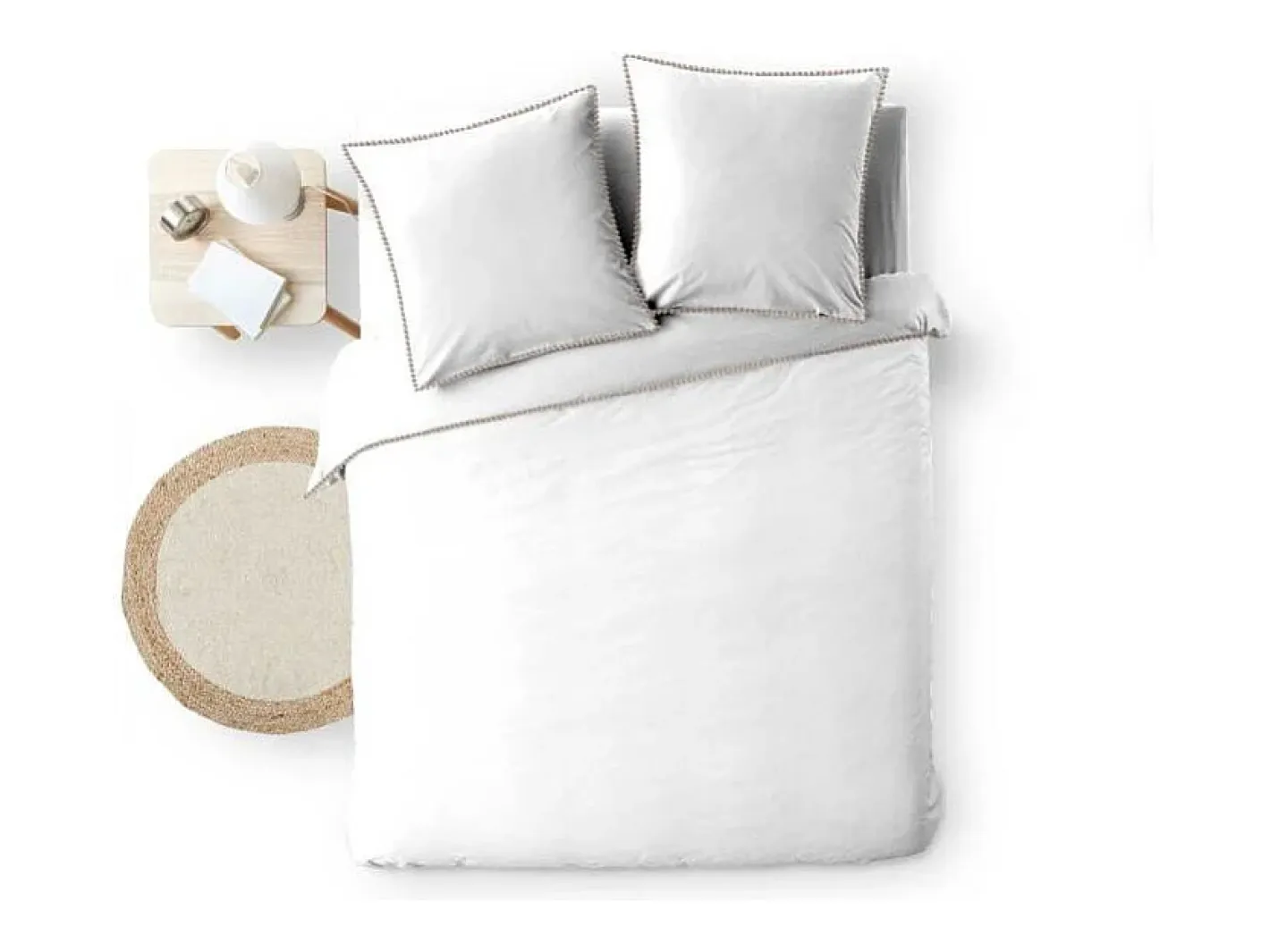 Douceur d'intérieur Juego de cama con borlas 240 x 220 cm Blanco