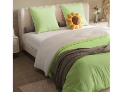 Ropa De Cama-Juego de cama de 3 piezas, incluye 2 fundas de almohada (80 x 80 cm), 1 sábana bajera (160 x 200 cm) + 1 funda nórdica (155 x 220 cm), , poliéster Verde