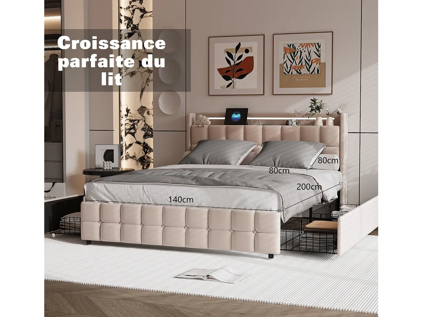 Juego de cama de 3 piezas, funda de almohada*2 (80x80), sábana ajustable (140x200) + funda nórdica (140x210), oscuro + claro, poliéster Gris