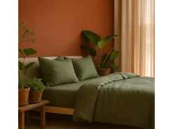 Promo Linge Ropa De Cama-Juego de cama de gasa de algodón 240 x 220 cm Verde