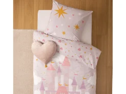 Atmosphera for Kids Ropa De Cama-Juego de cama infantil "castillo" 140 x 200 cm Rosa