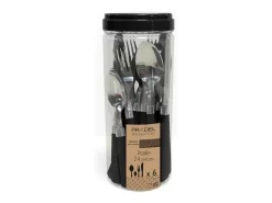 Juego de cubiertos de paja negra de 24 piezas con mangos trenzados de polipropileno Negro Sale