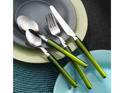 Cubierto-Juego de Cubiertos Purity 24 piezas Verde con Cesta de Acero Inoxidable Verde claro