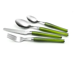 Cubierto-Juego de Cubiertos Purity 24 piezas Verde con Cesta de Acero Inoxidable Verde claro