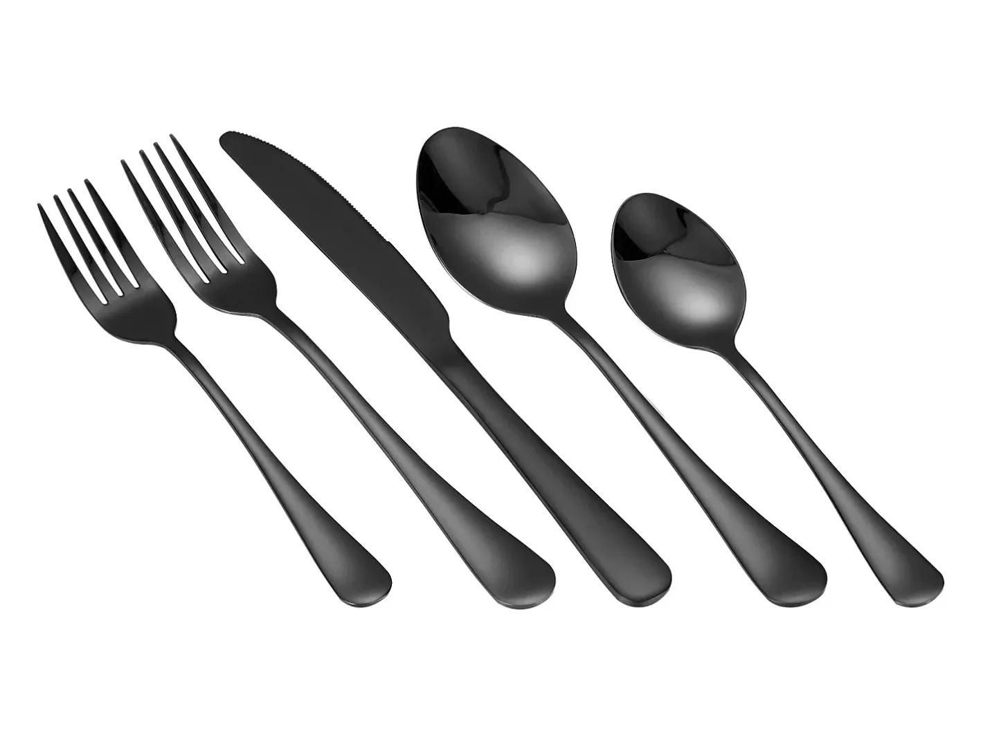 Juego de Cubiertos SucceBuy Juego de Cubiertos de Acero Inoxidable de 30 Piezas, para 6 Personas, Color Negro.