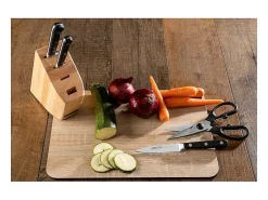 ARCOS Cubierto-Juego de cuchillos Serie Ópera + Tijeras de Acero Inoxidable con Soporte de Madera Gris