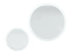 Espejo De Pared|Espejo-Juego de espejos Globo 50 y 80 cm, 2 espejos de pared redondos decorativos para pasillo y salón con marco de MDF en hormigón oxidado Color natural oscuro