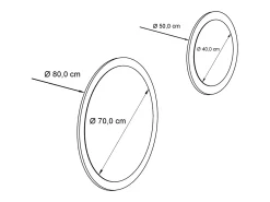 Juego de espejos Globo 50 y 80 cm, 2 espejos de pared redondos decorativos para pasillo y salón con marco de MDF en de alto brillo Gris