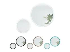 Espejo De Pared|Espejo-Juego de espejos Globo 50 y 80 cm, 2 espejos de pared redondos decorativos para pasillo y salón con marco de MDF en mate Blanco