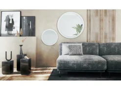Espejo De Pared|Espejo-Juego de espejos Globo 50 y 80 cm, 2 espejos de pared redondos decorativos para pasillo y salón con marco de MDF en mate Blanco