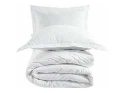 Blanc avenue Juego de funda de edredón + 2 fundas de almohada 63x63cm de satén de algodón rayas Blanco Discount