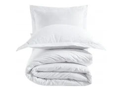 Blanc avenue Juego de funda de edredón + 2 fundas de almohada 63x63cm de satén de algodón rayas Blanco Hot
