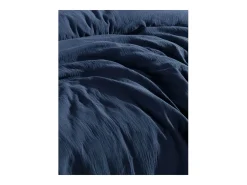 Hot Blanc avenue Juego de funda de edredón + 2 fundas de almohada de gasa de algodón- marino Azul
