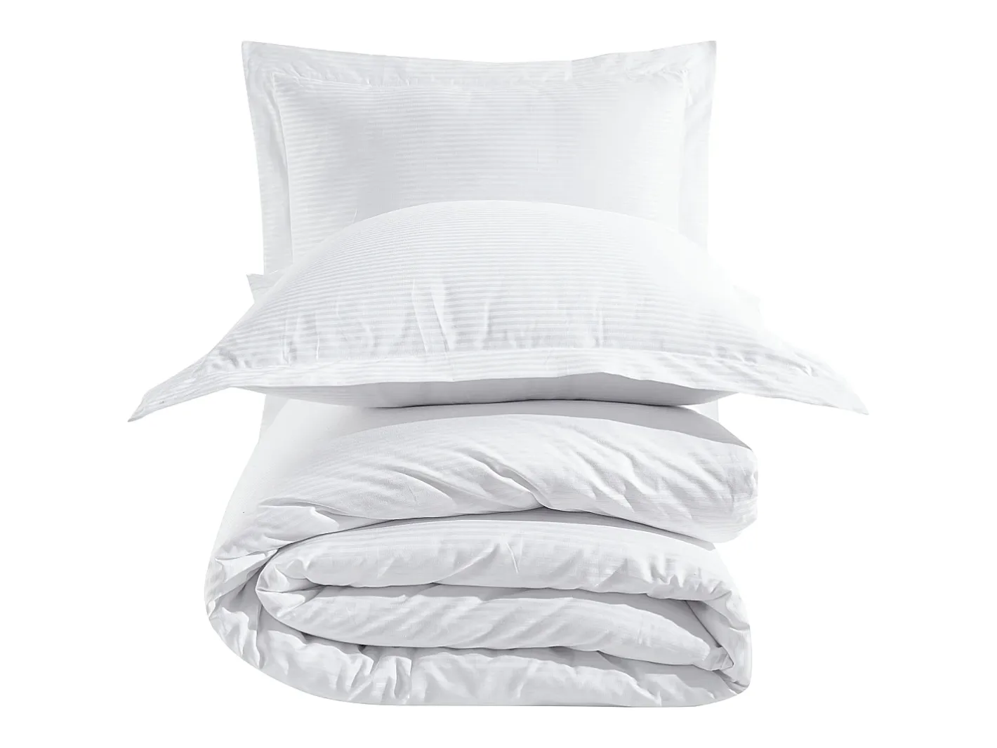 Blanc avenue Ropa De Cama-Juego de funda de edredón + 2 fundas de almohada 63x63cm de satén de algodón rayas Blanco