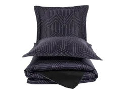 Blanc avenue Juego de funda de edredón 240x220 cm+ 2 fundas de almohada 63x63cm de satén de algodón "Strada black" Negro New
