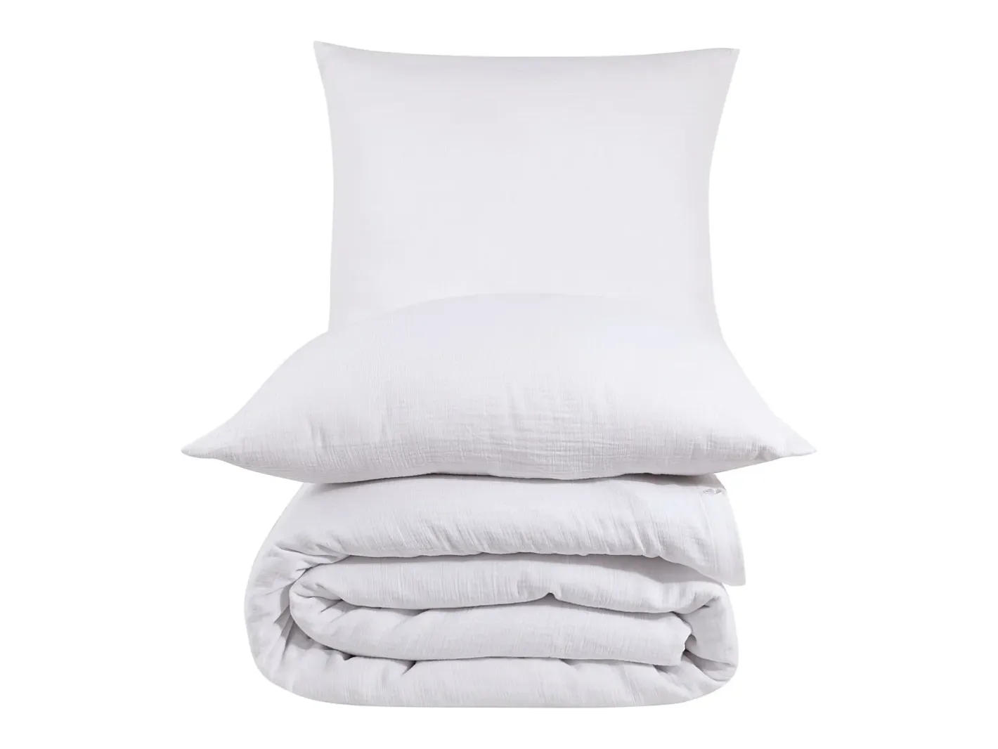 Blanc avenue Juego de funda de edredón + 2 fundas de almohada de gasa de algodón- Blanco Hot