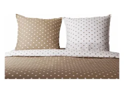 Blanc avenue Ropa De Cama-Juego de funda de edredón +funda de almohada 100% algodón "Pois cappuccino" Beige