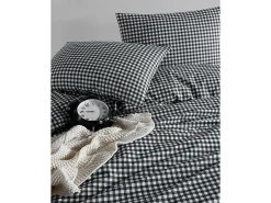 Blanc avenue Juego de funda de edredón +funda de almohada 100% algodón "Vichy noir" Negro Discount