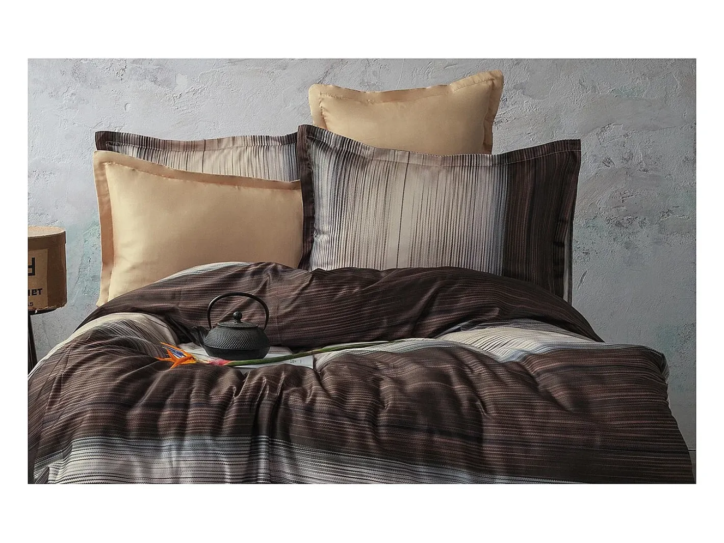 Best Blanc avenue Juego de funda de edredón 240x220 cm+ 2 fundas de almohada 63x63cm de satén de algodón "Gerard" Multicolor